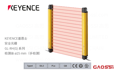 KEYENCE基恩士 安全光栅 GL-RH(G)系列GL-R08H,GL-R12H,GL-R16H,GL-R20H,GL-R24H