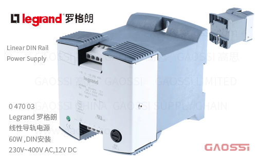 Legrand 罗格朗 单相线性导轨电源 047003,60W ,DIN安装230~400V AC,12V DC