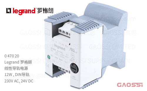 Legrand 罗格朗 单相线性导轨电源 047020,12W , DIN导轨230~400V AC,24V DC