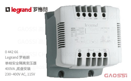 Legrand 罗格朗 控制与信号变压器 044266,400VA, 底盘安装230~400V AC,115V单相安全隔离变压器
