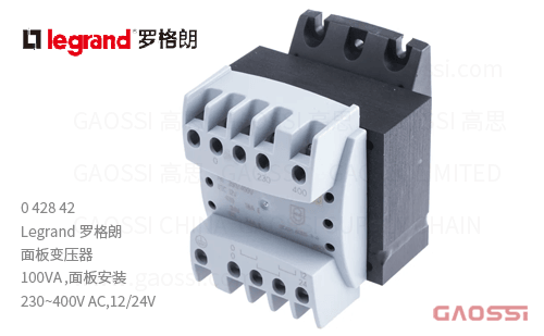 Legrand 罗格朗 面板变压器 042842,100VA ,面板安装 230~400V AC,12/24V 单相安全变压器