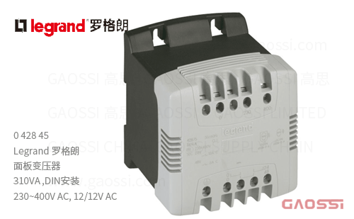 Legrand 罗格朗 面板变压器 042845,310VA ,DIN导轨安装 230~400V AC,12/12V 单相安全变压器