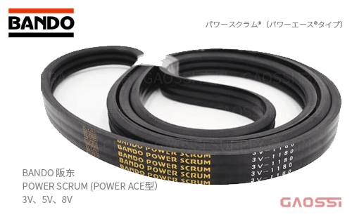 BANDO 阪东 摩擦带 POWER SCRUM (POWER ACE型）3V、5V、8V 窄边V带，POWER SCRUM（联组窄V带型）A、B、C、D パワースクラム