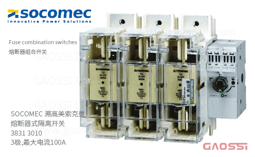 SOCOMEC 溯高美 索克曼 熔断器式隔离开关 3831 3010 3极,最大电流100A 熔断器组合开关