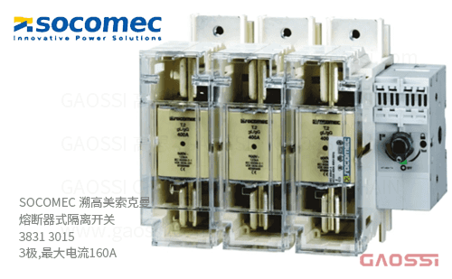 SOCOMEC 溯高美 索克曼 熔断器式隔离开关 3831 3015 3极,最大电流160A 熔断器组合开关