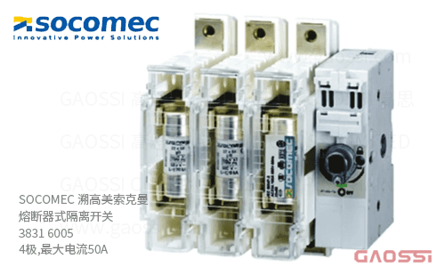 SOCOMEC 溯高美 索克曼 熔断器式隔离开关 3831 6005 4极,最大电流50A 熔断器组合开关