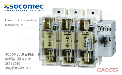 SOCOMEC 溯高美 索克曼 熔断器式隔离开关 3831 6010 4极,最大电流100A 熔断器组合开关