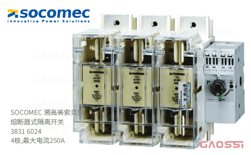 SOCOMEC 溯高美 索克曼 熔断器式隔离开关 3831 6024 4极,最大电流250A 熔断器组合开关