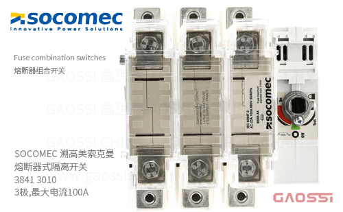 SOCOMEC 溯高美 索克曼 熔断器式隔离开关 3841 3010 3极,最大电流100A 熔断器组合开关