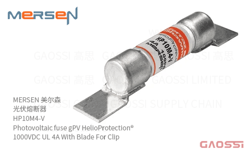 MERSEN 美尔森 光伏熔断器 HP10M4-V Photovoltaic fuse gPV HelioProtection®1000VDC UL 4A With Blade For Clip