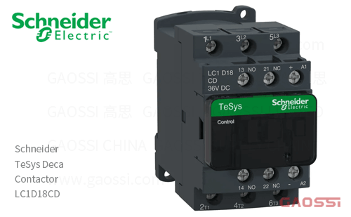 Schneider施耐德 接触器 TeSys Deca系列 LC1D18CD, 3P, 3NO, 36V DC