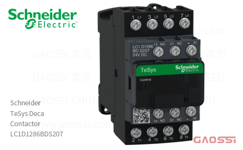 Schneider施耐德 接触器 TeSys Deca系列 LC1D1286BDS207, 4P, 2NO+2NC, 24V DC