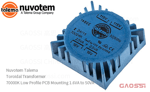 Talema 泰莱玛 PCB安装环形变压器 70000K, 1.6VA, 2x115V, 2x7V